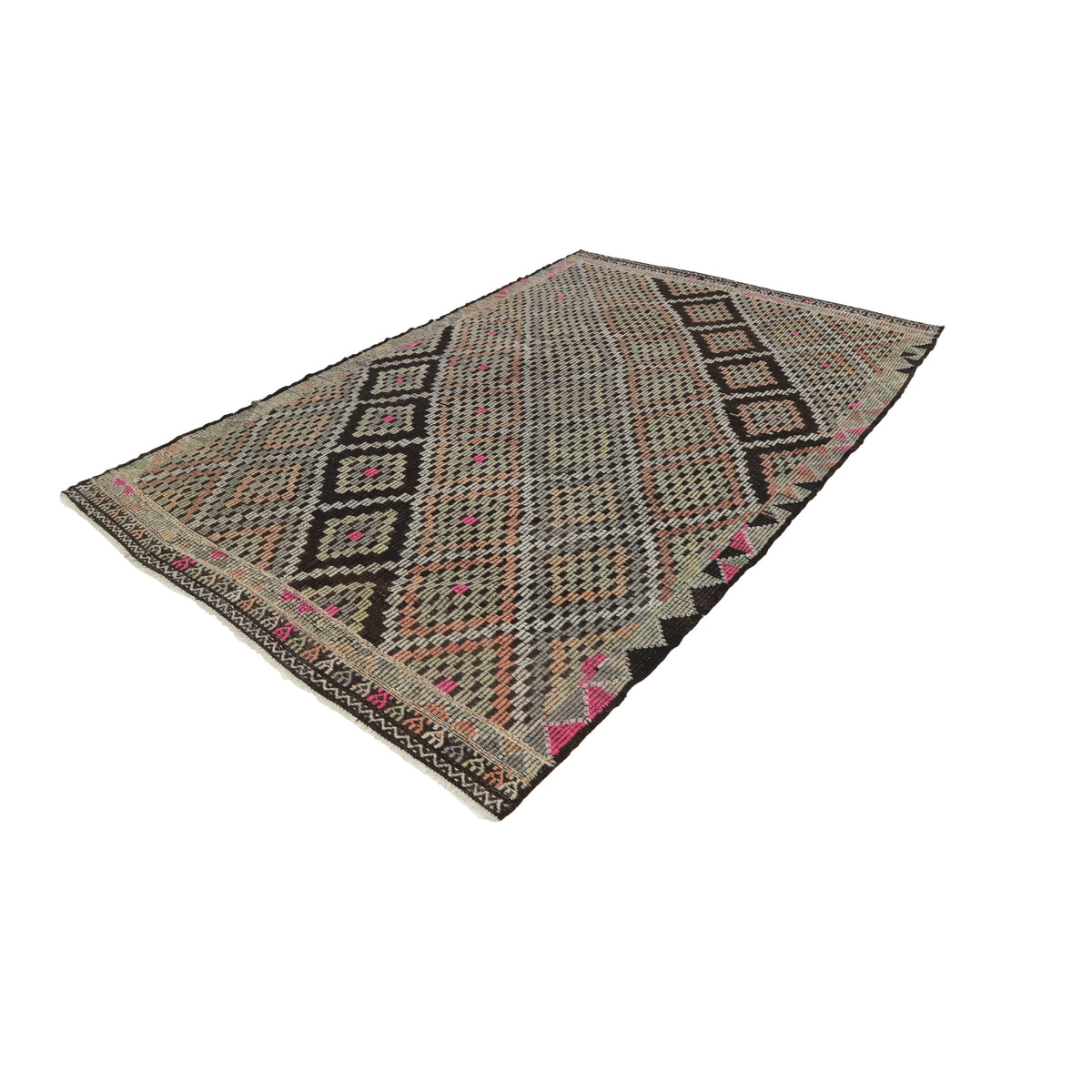 Sungaira - (6'6'' x 9'10'') Vintage Turkish Kilim