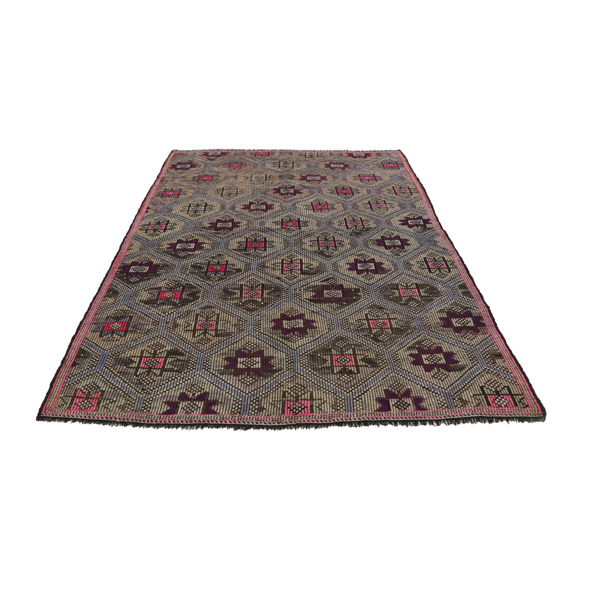 Margasari  - (6'4'' x 9'6'') Vintage Turkish Kilim