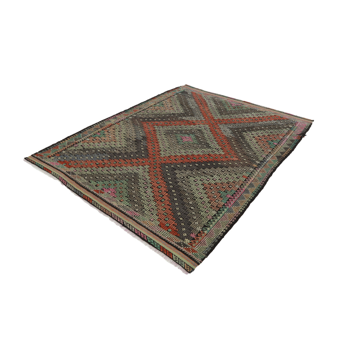 Semaras - (6' x 8') Vintage Turkish Kilim