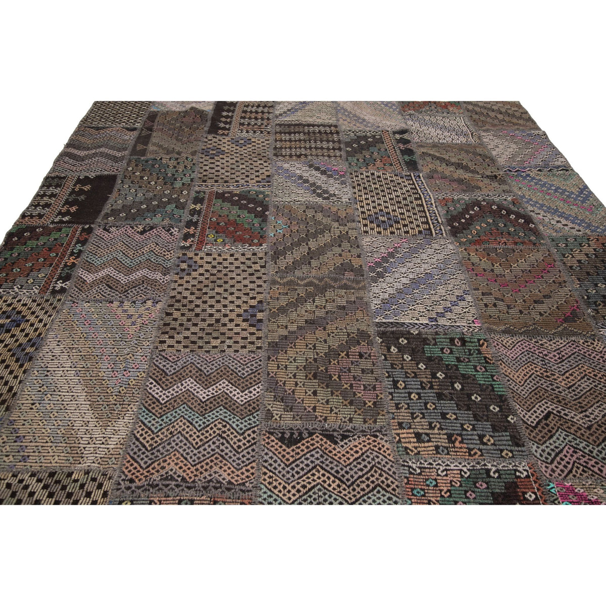 Melangor - (9' x 11'5'') Vintage Turkish Patchwork Kilim