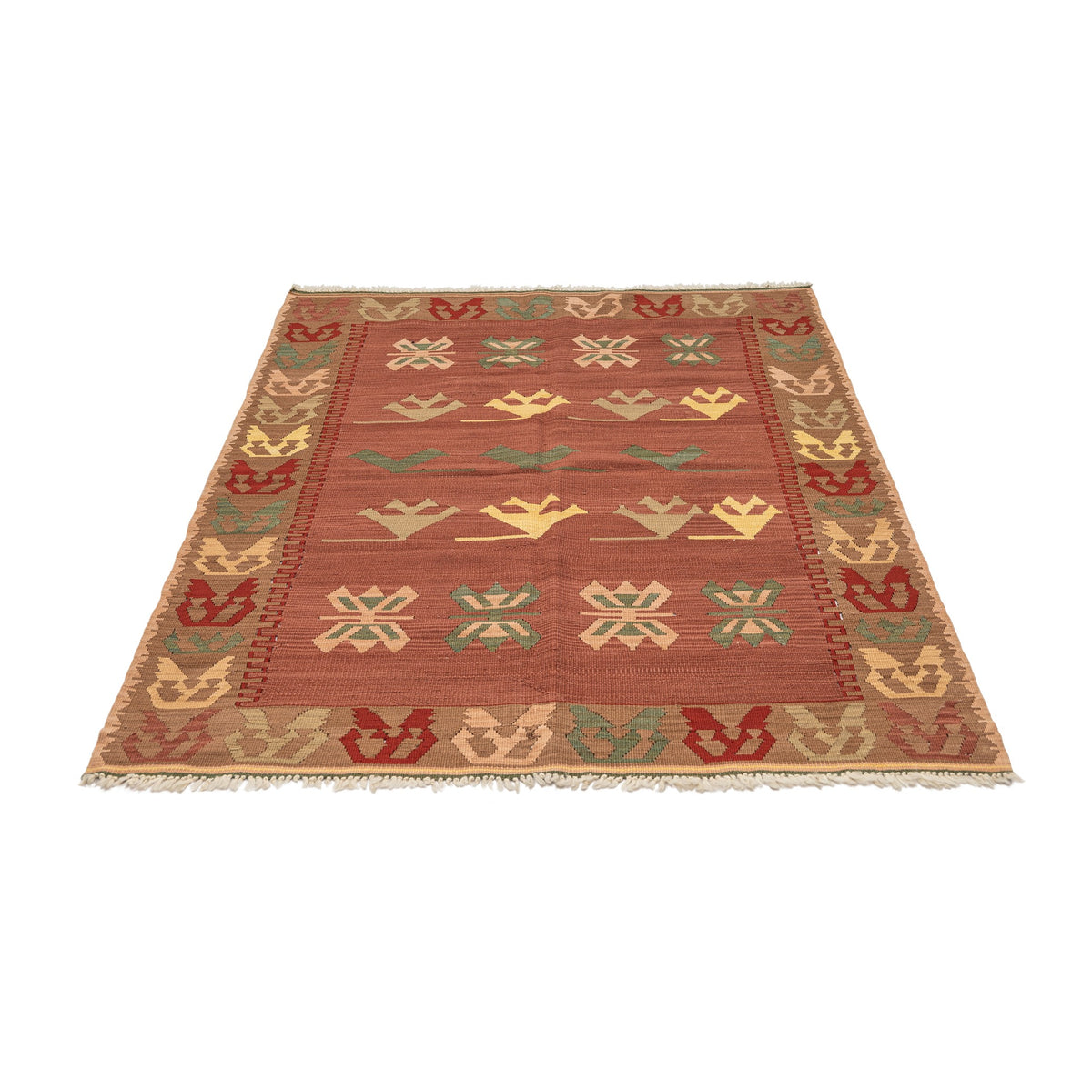 Chenger - (4'2'' x 5'9'') Vintage Turkish Kilim