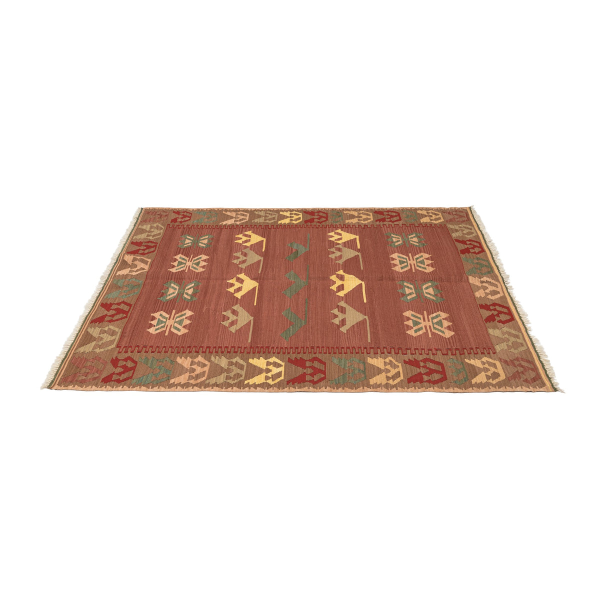 Chenger - (4'2'' x 5'9'') Vintage Turkish Kilim