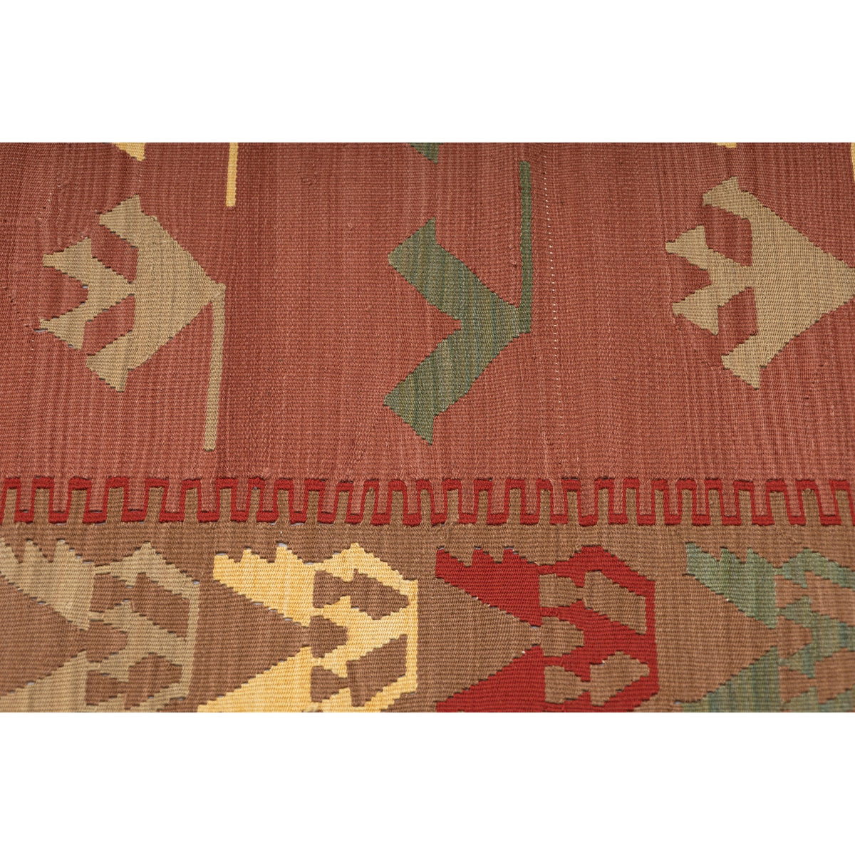 Chenger - (4'2'' x 5'9'') Vintage Turkish Kilim