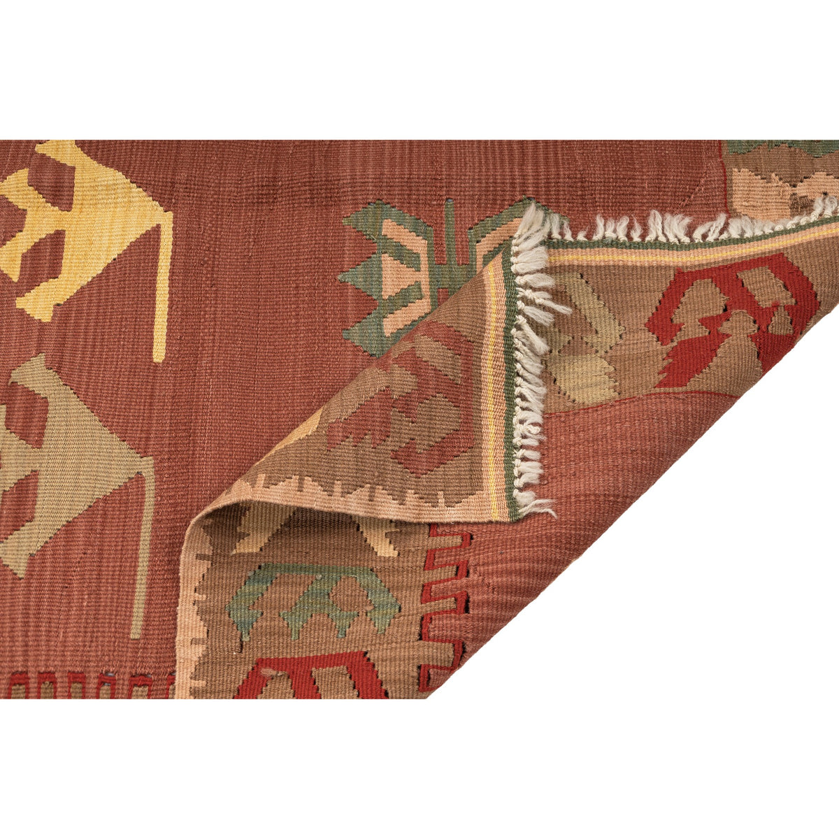 Chenger - (4'2'' x 5'9'') Vintage Turkish Kilim