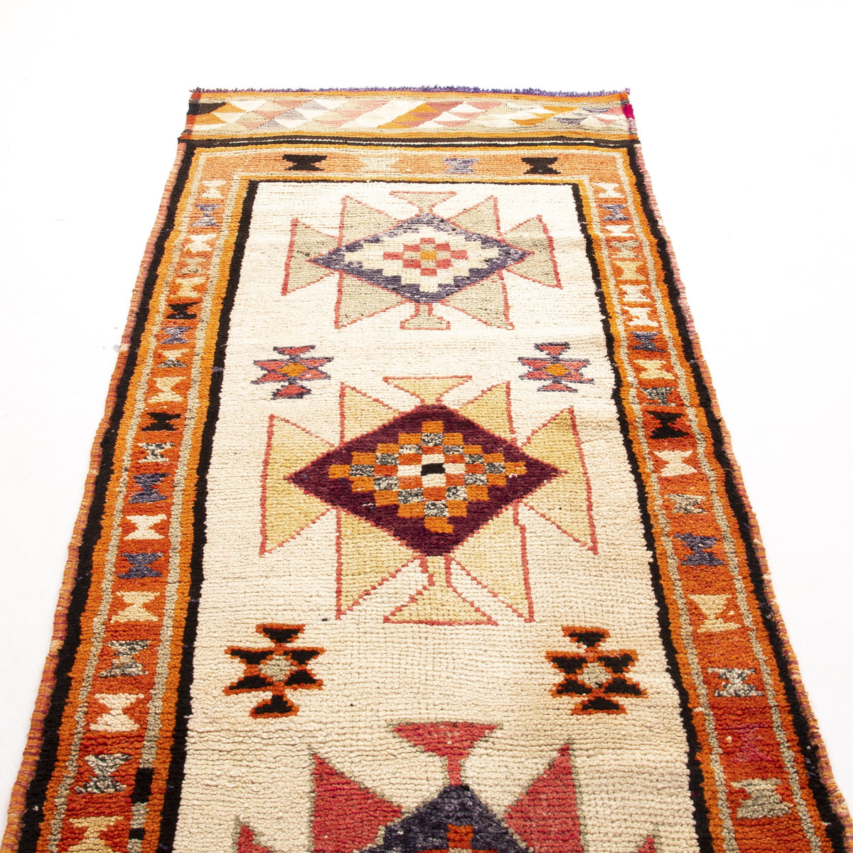 Elmekia - (3'1" x 13'4") Vintage Turkish Runner Rug