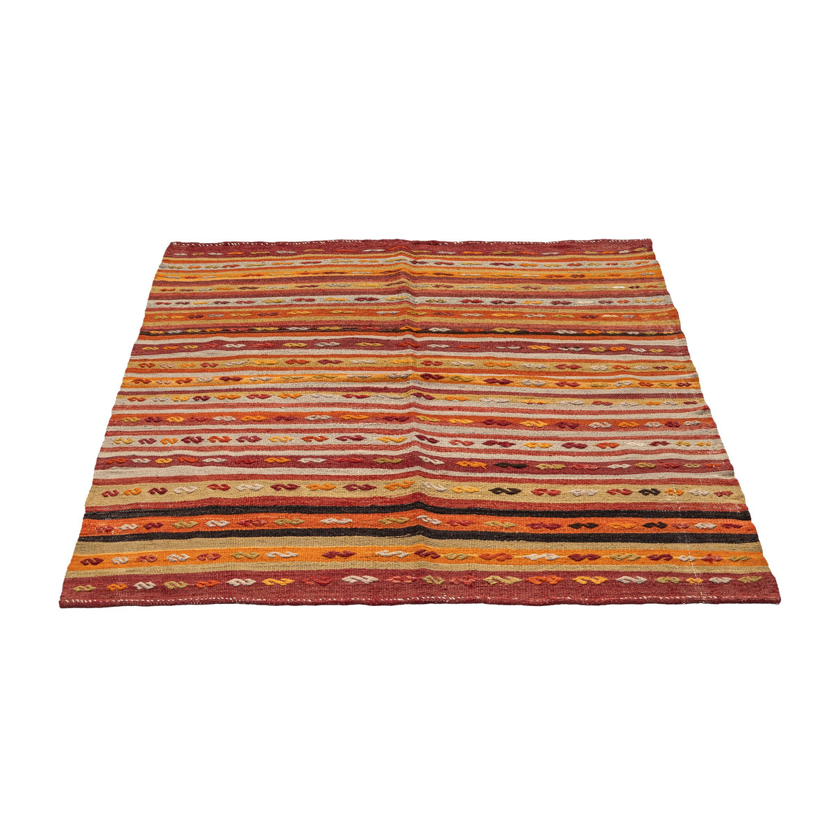 - (4' x 4'5'') Handmade Striped Kilim Rug