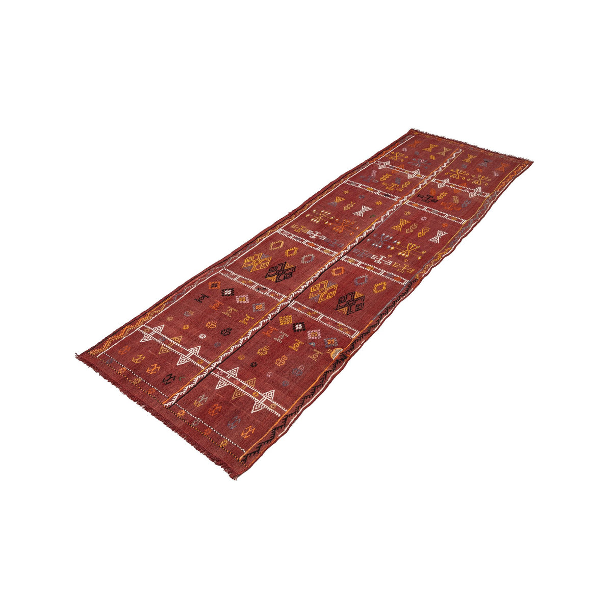 Authentic Flatweave Red Kilim Runner Rug