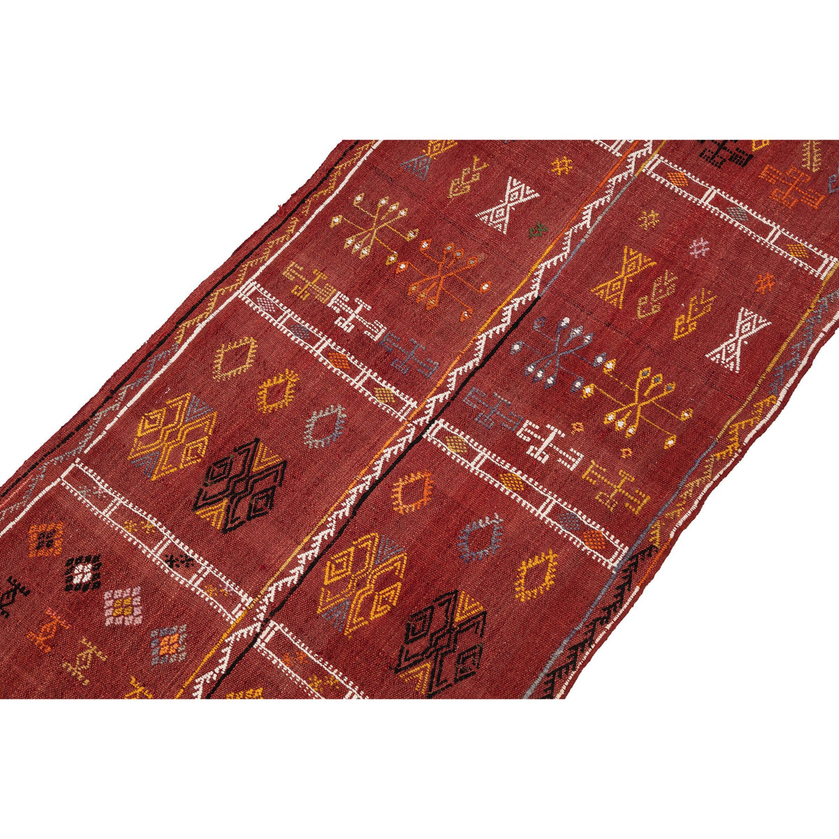 Authentic Flatweave Red Kilim Runner Rug