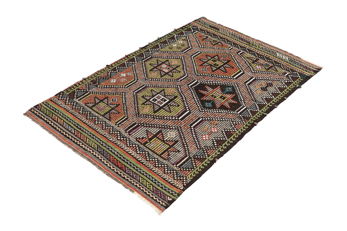 (3'5'' x 5'1'') Wool Flatweave Handwoven Kilim Rugs