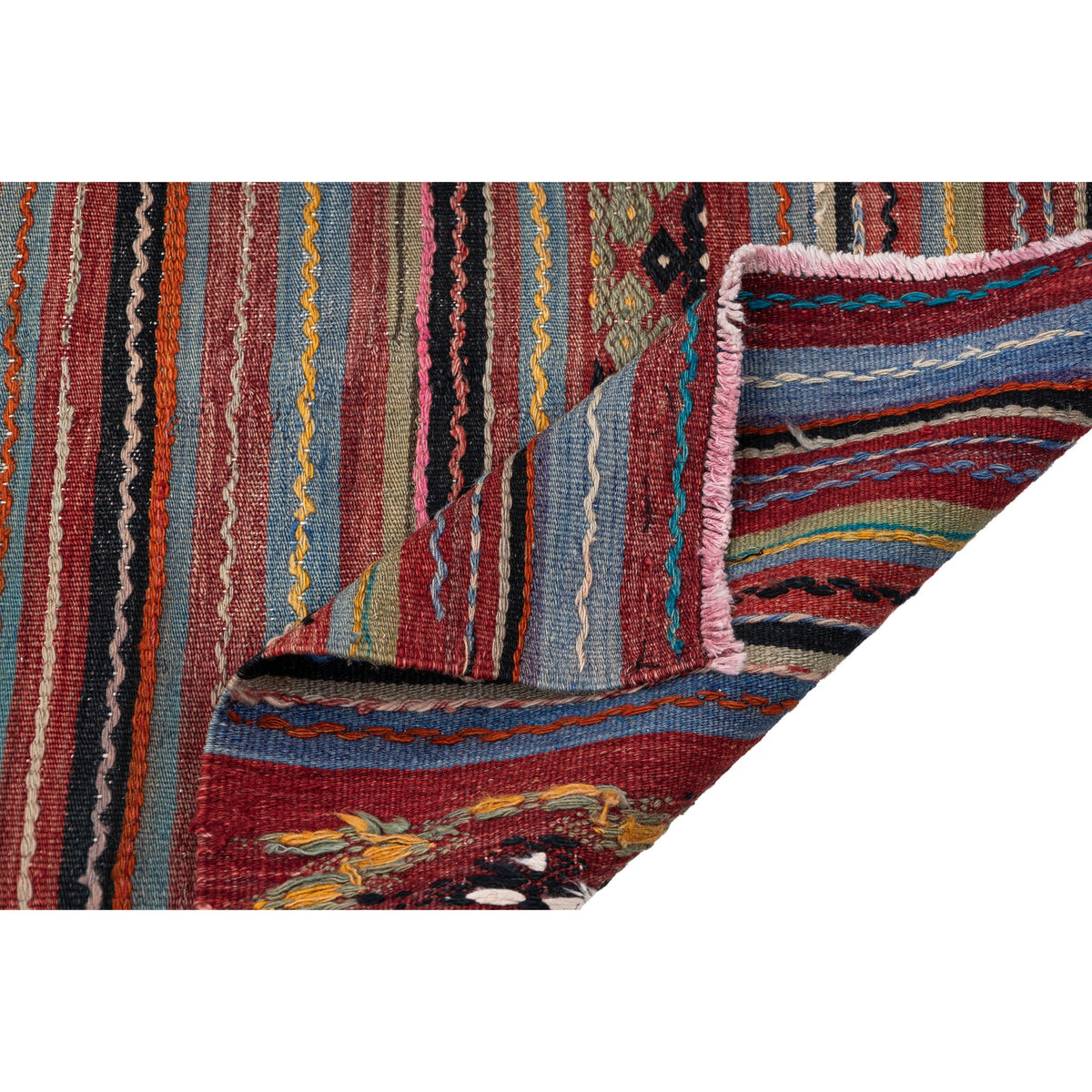 - (3'3'' x 5'6'') Handmade Striped Kilim Rug