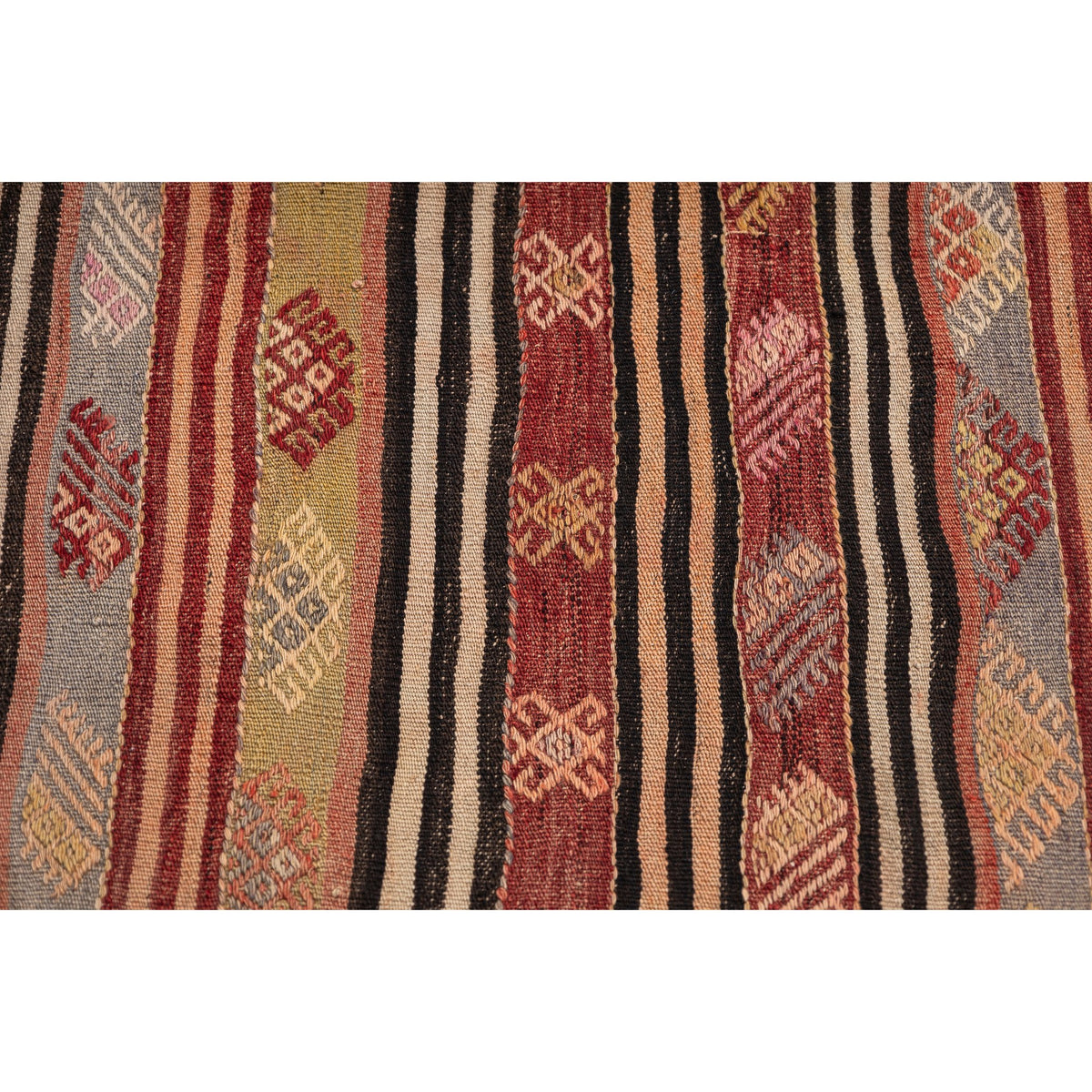 - (3'7'' x 5'5'') Handmade Striped Kilim Rug