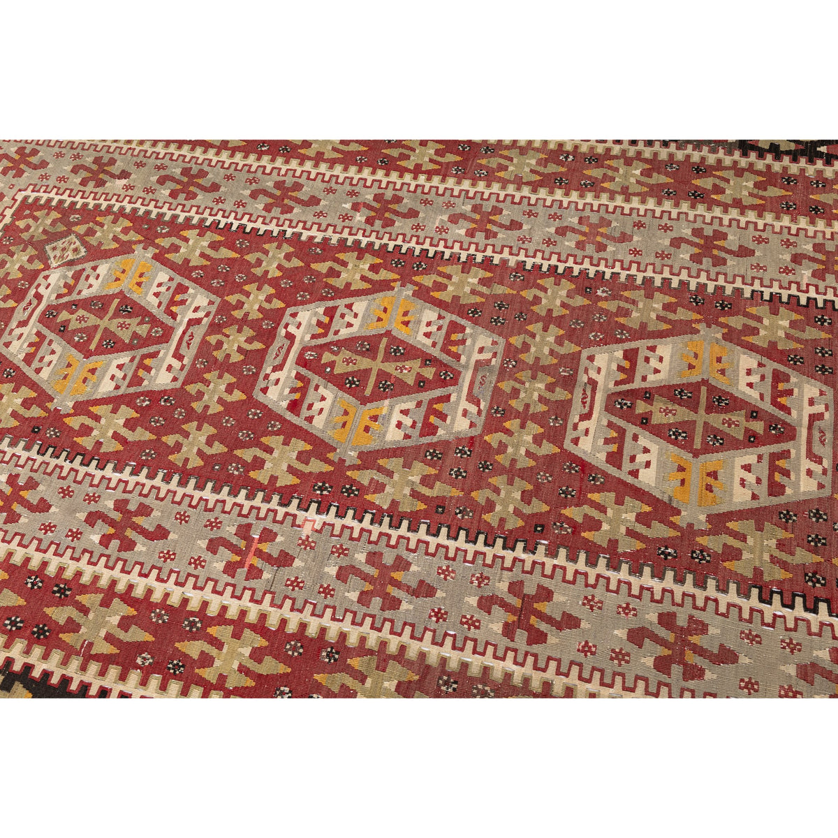 - (5'4'' x 10'5'') Vintage Turkish Kilim