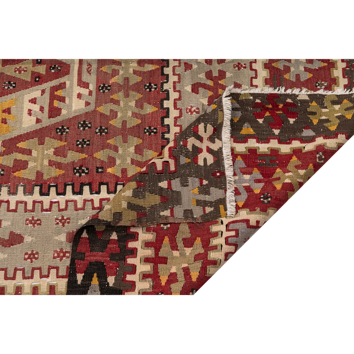 - (5'4'' x 10'5'') Vintage Turkish Kilim