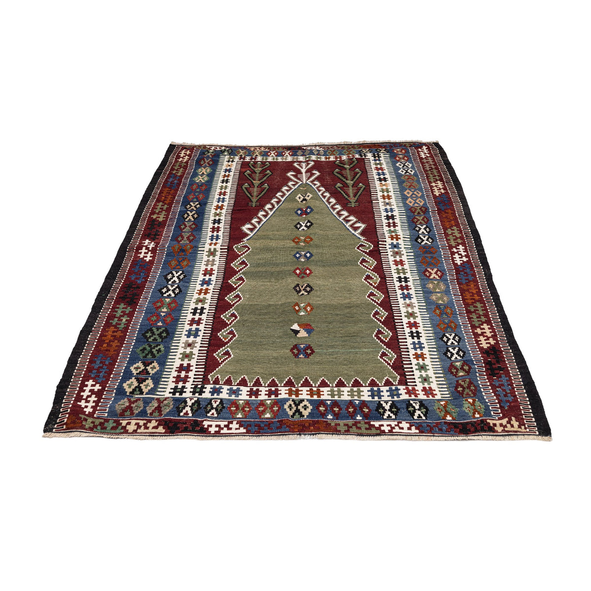 - (4'6'' x 6'2'') Handmade Tribal Kilim Rug