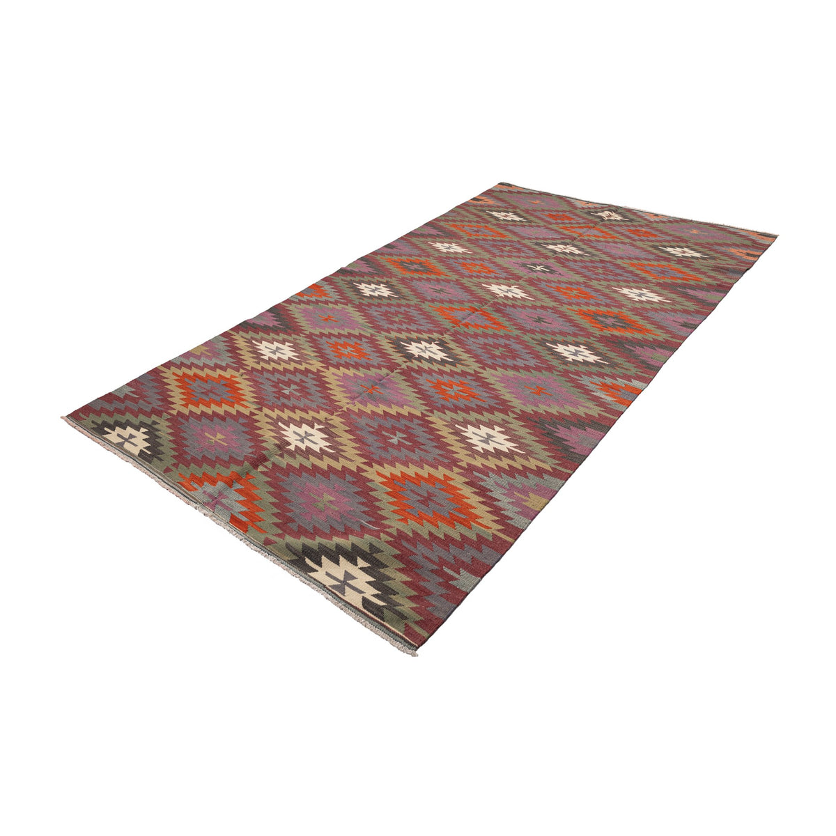 - (5'5'' x 9'8'') Vintage Turkish Kilim