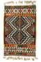 Decorative rug with geometric pattern and tassels