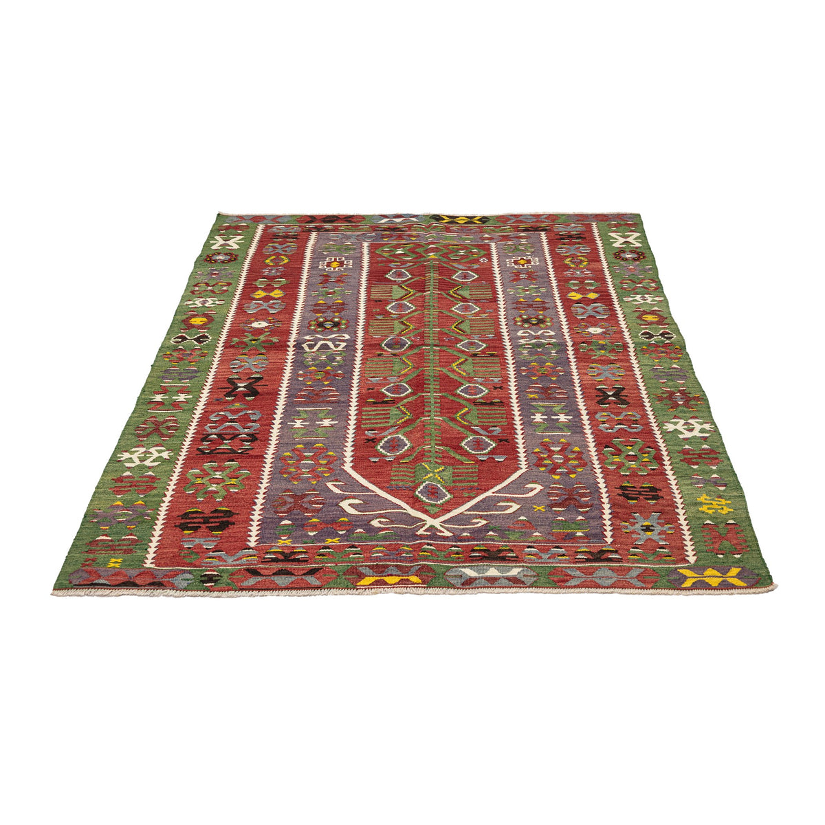 - (4'5'' x 5'11'') Handmade Oushak Kilim Rug