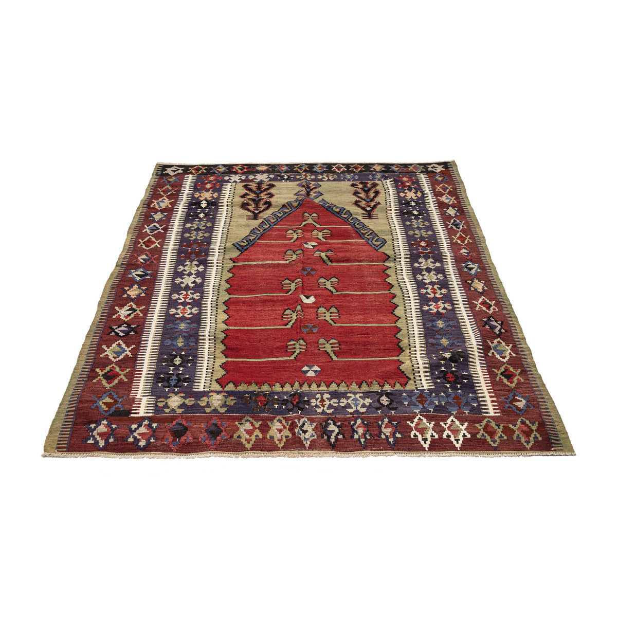 - (4'7'' x 6'4'') Handmade Tribal Kilim Rug