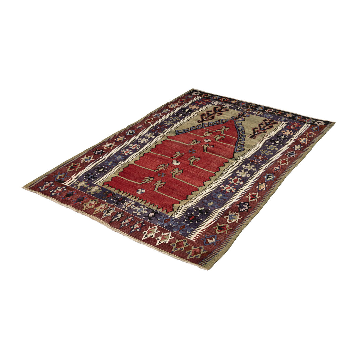 - (4'7'' x 6'4'') Handmade Tribal Kilim Rug