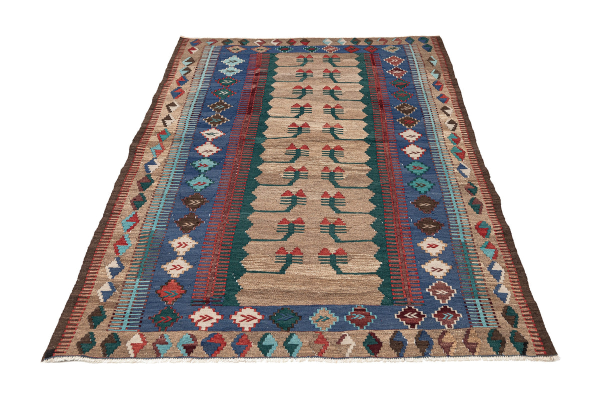 (4'2'' x 6'8'') Wool Flatweave Handwoven Kilim Rugs