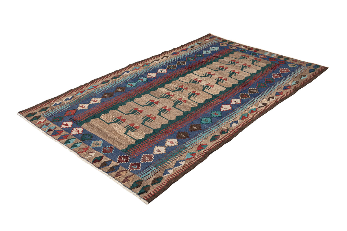 (4'2'' x 6'8'') Wool Flatweave Handwoven Kilim Rugs