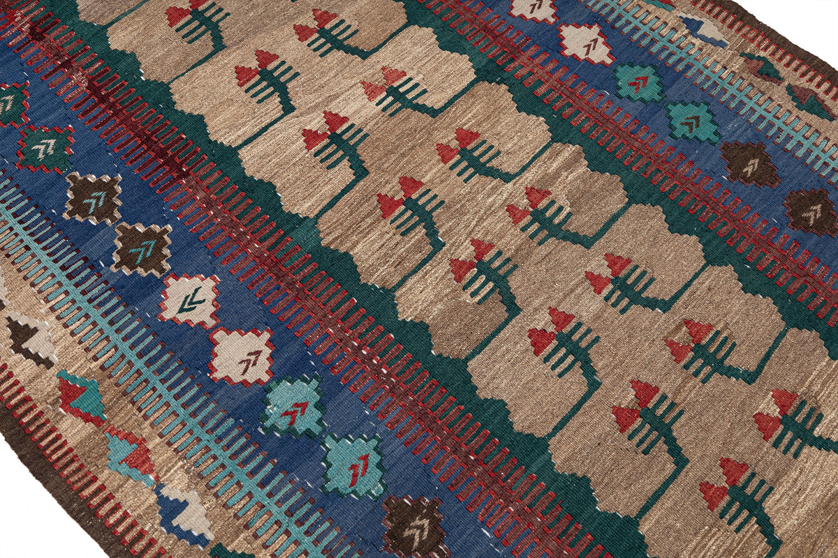 (4'2'' x 6'8'') Wool Flatweave Handwoven Kilim Rugs