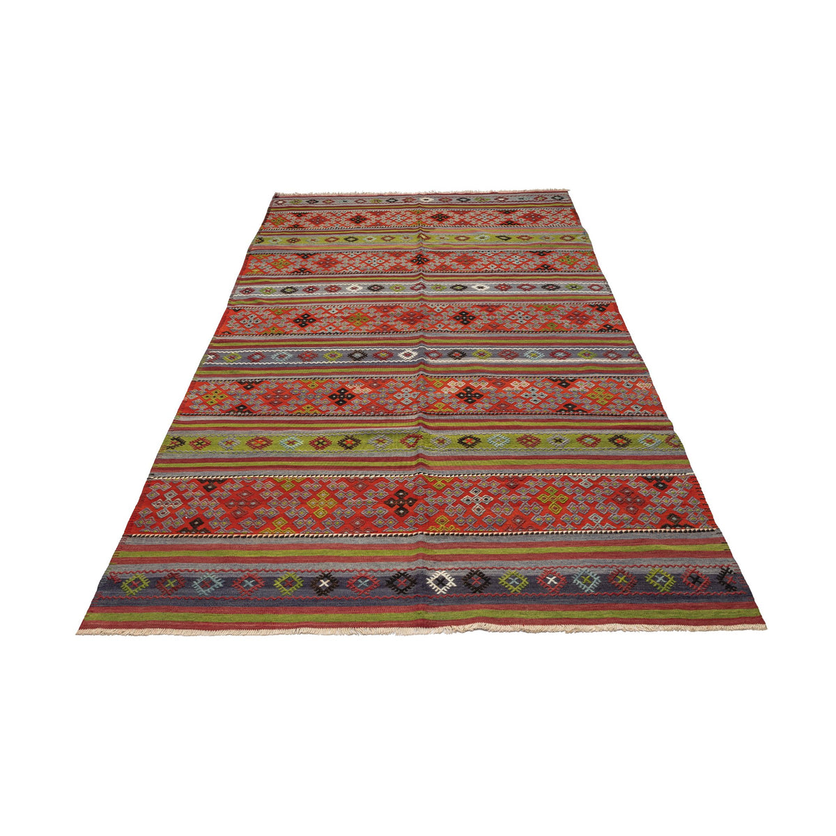 - (5'4'' x 9'6'') Handmade Tribal Kilim Rug