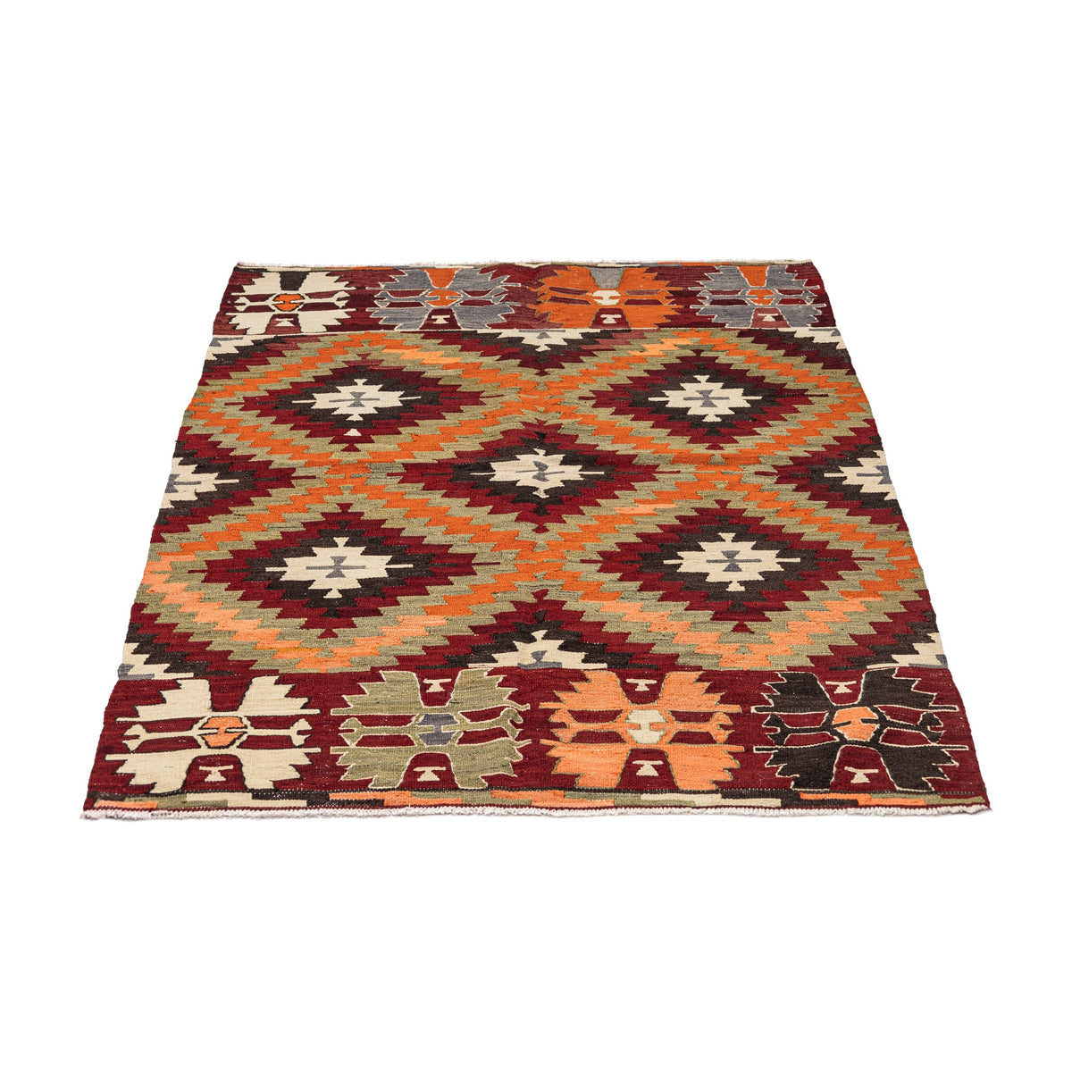 - (3'8'' x 4'10'') Handmade Tribal Kilim Rug