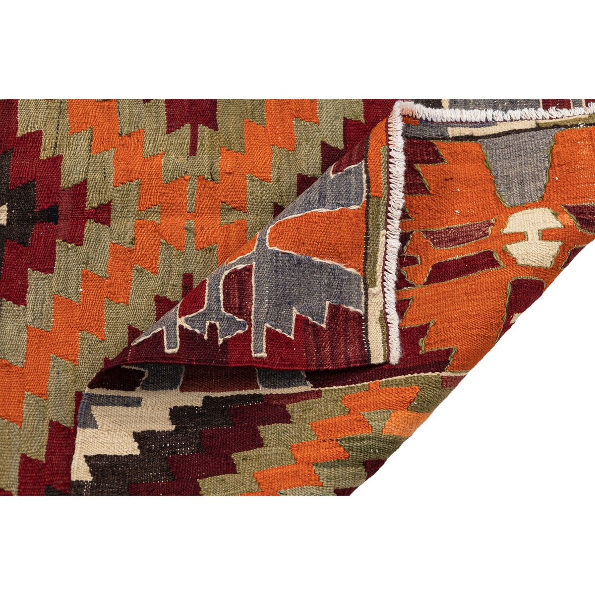 - (3'8'' x 4'10'') Handmade Tribal Kilim Rug