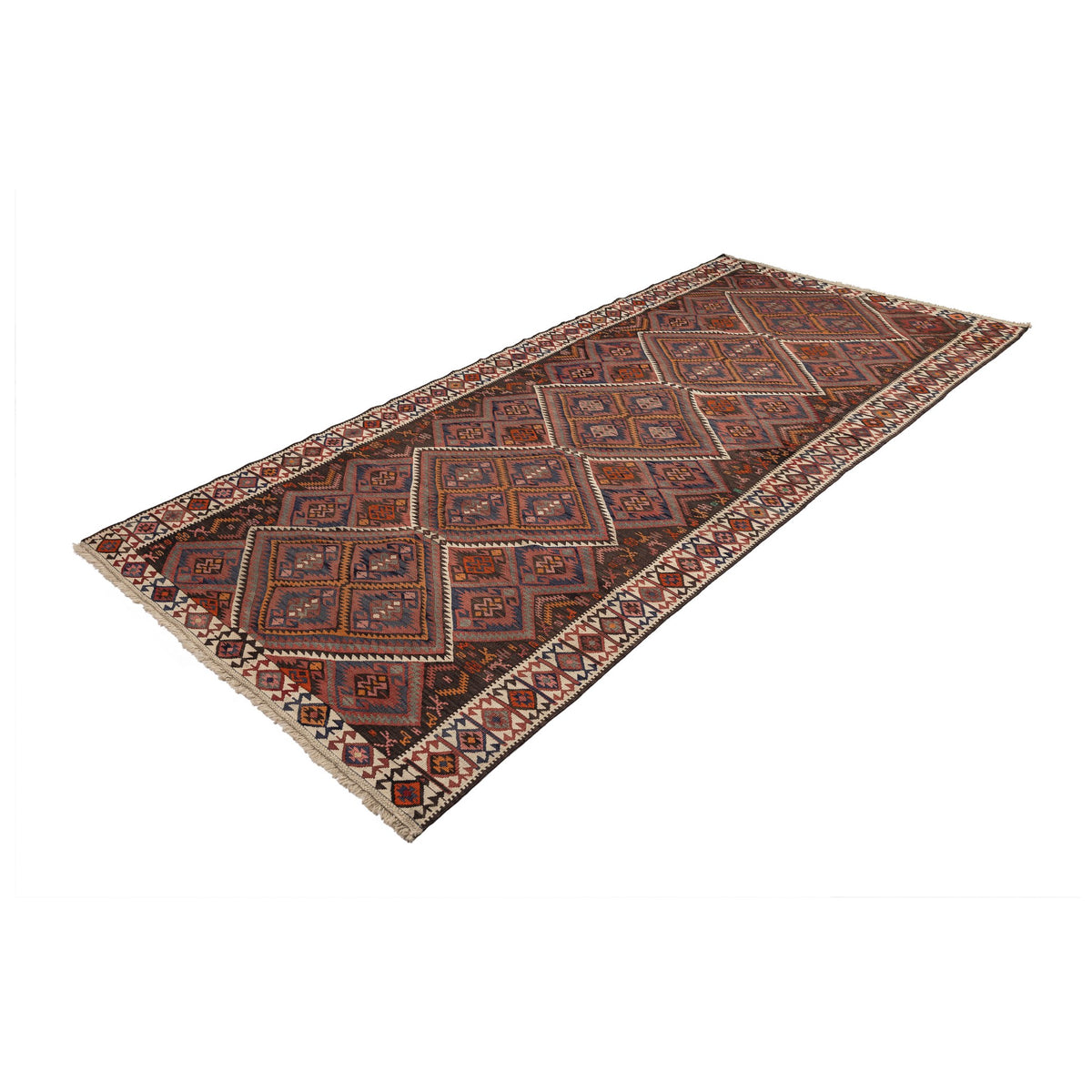 - (4'8'' x 10'1'') Handmade Turkish Kilim Rug