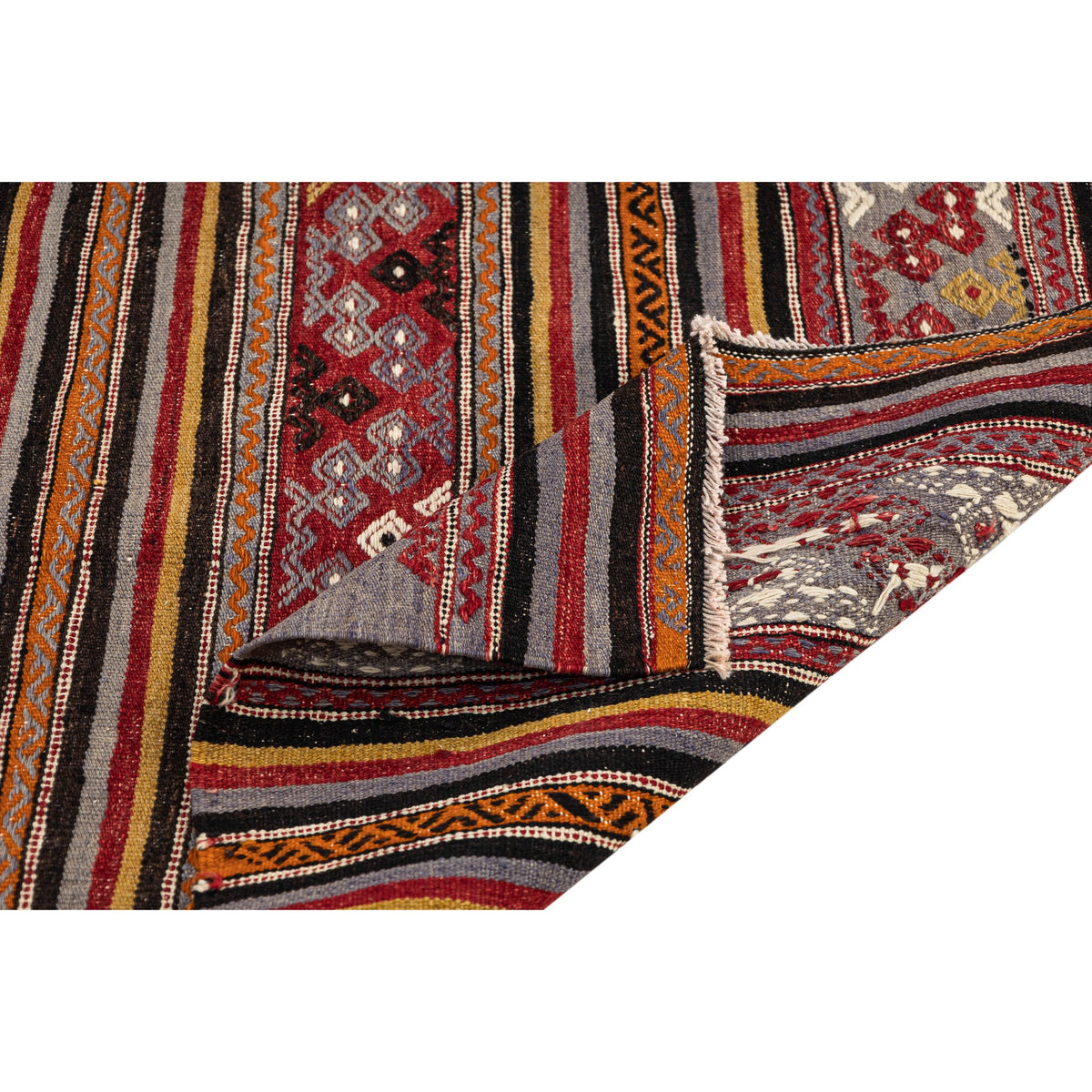 Authentic Flatweave Striped Kilim Small Rug