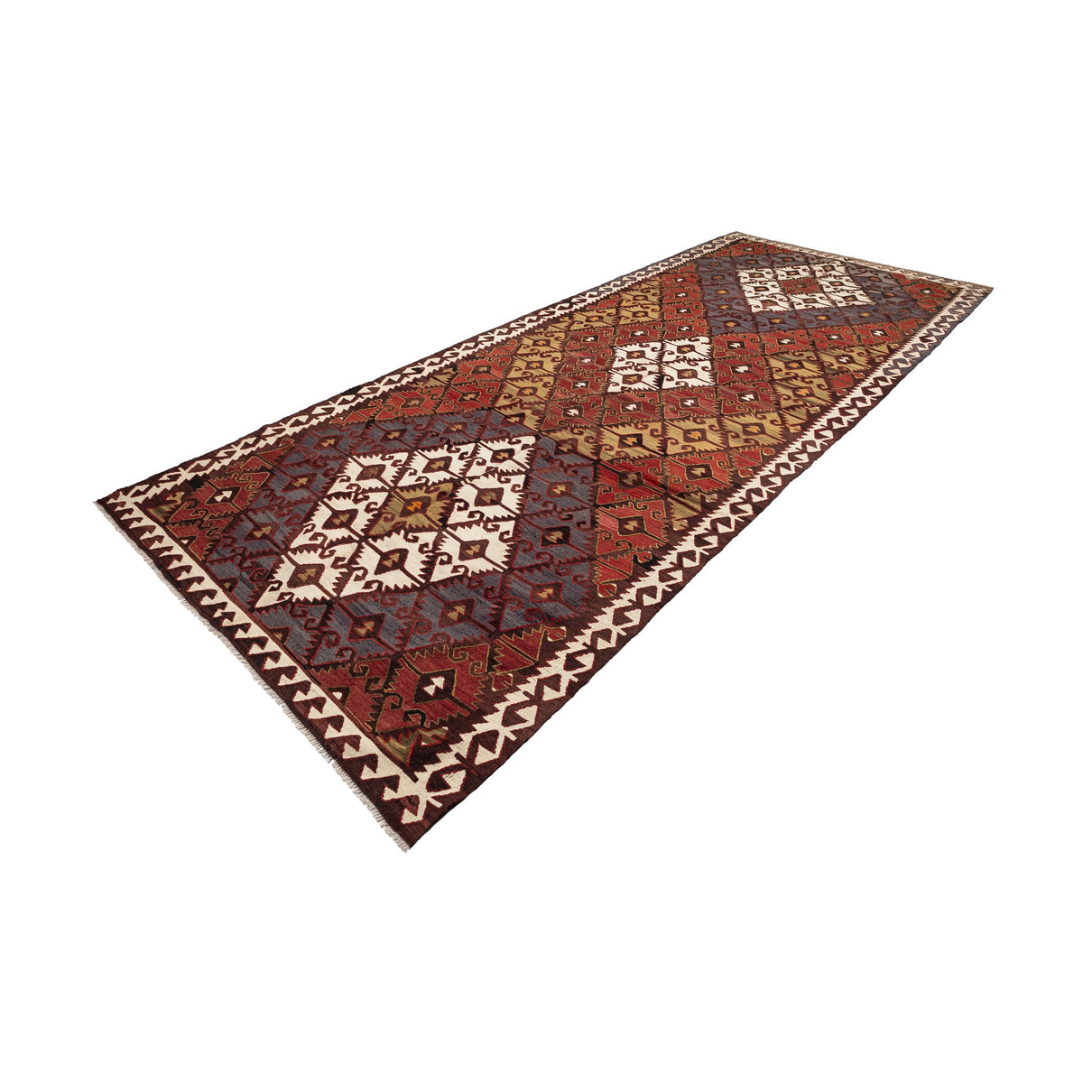 - (5'2'' x 12'11'') Vintage Turkish Kilim