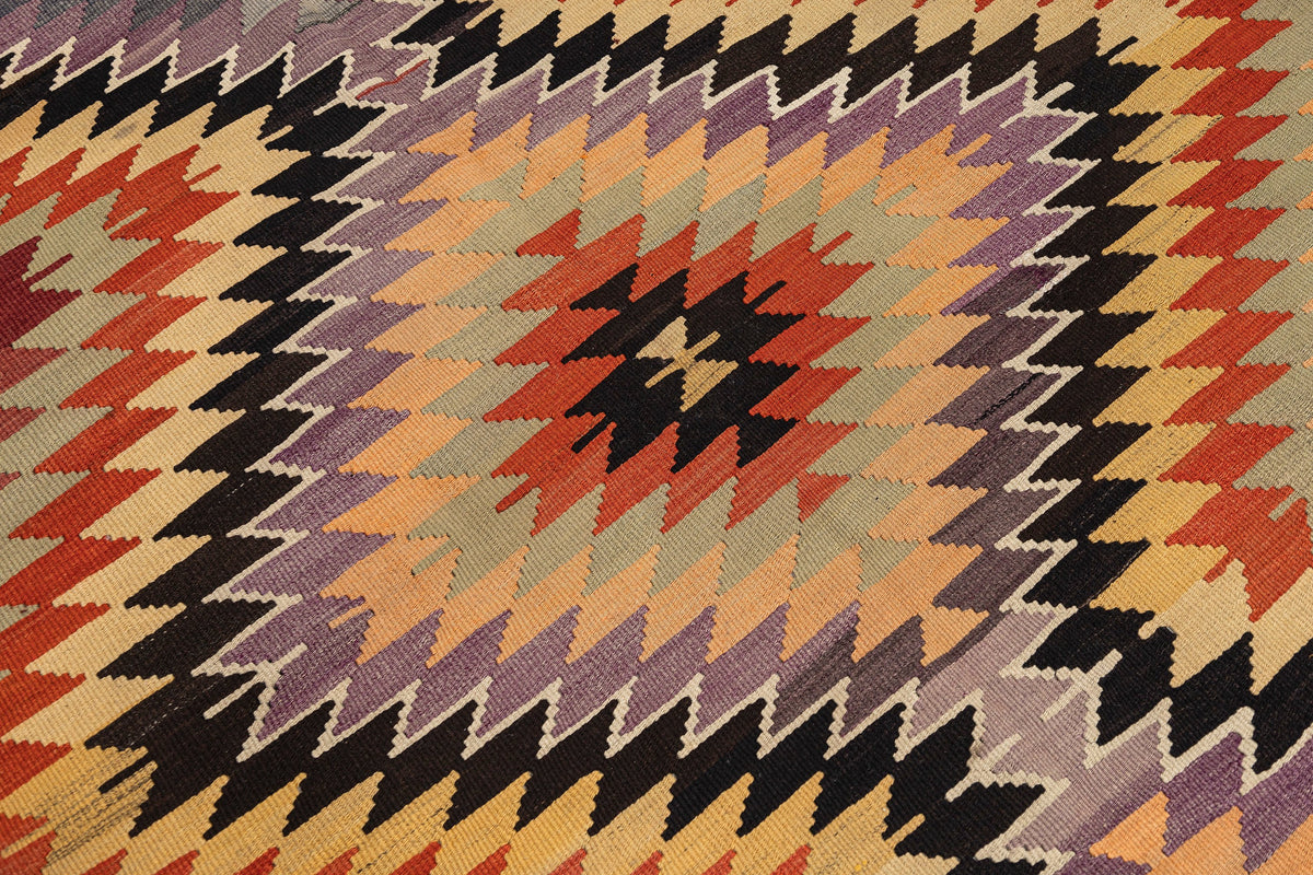 (5'4'' x 8'10'') Wool Flatweave Handwoven Geometric Kilim Rugs