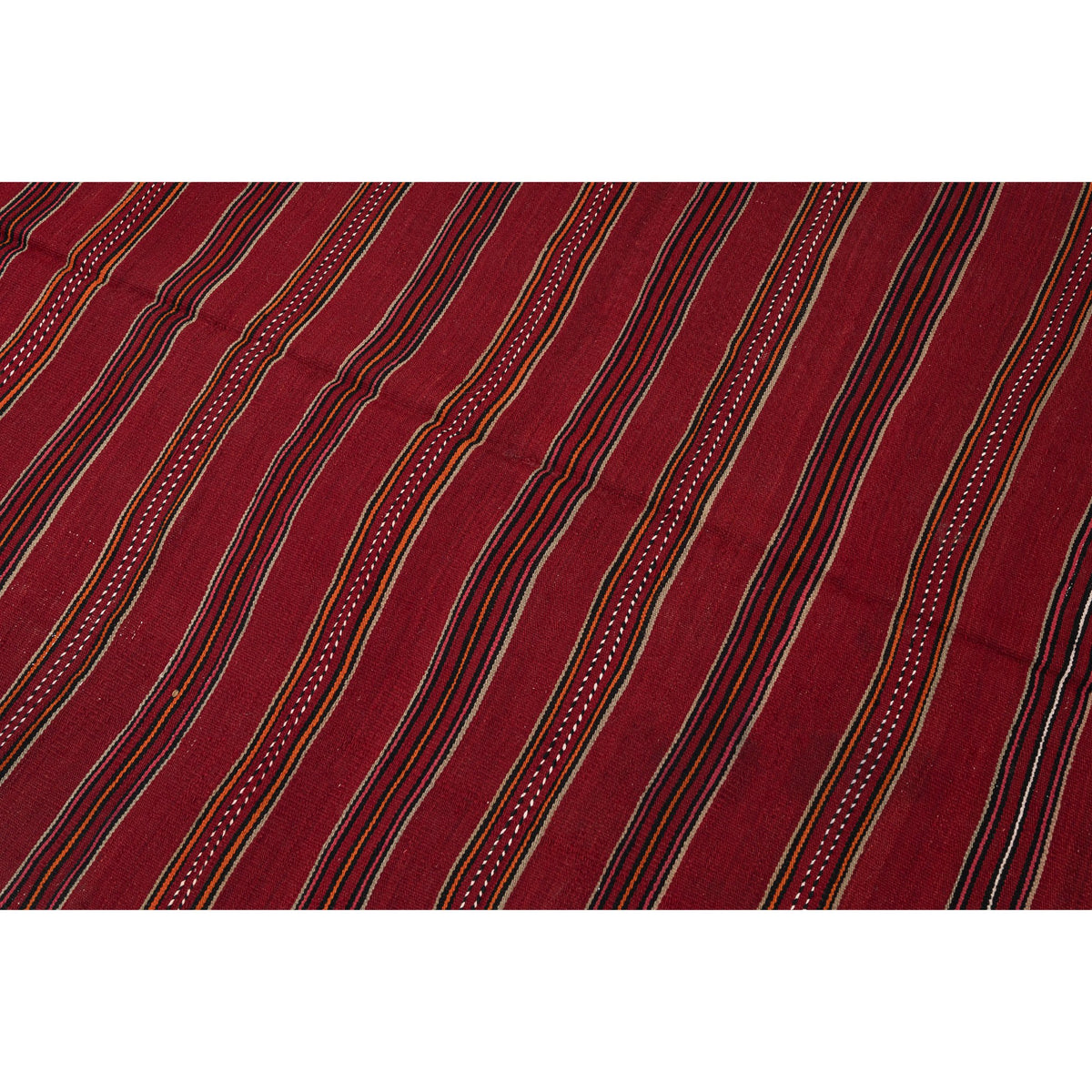 - (5' x 8'10'') Vintage Red Striped Kilim Rug