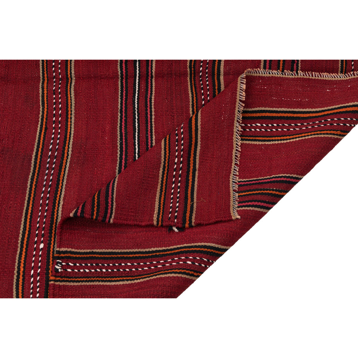 - (5' x 8'10'') Vintage Red Striped Kilim Rug