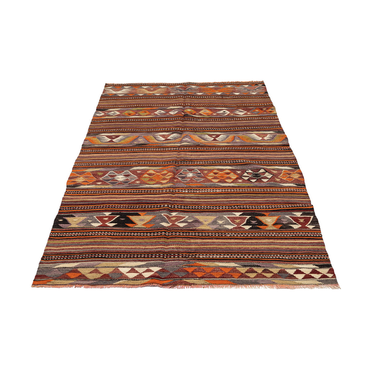 - (4'1'' x 6'11'') Oriental Striped Kilim Rug