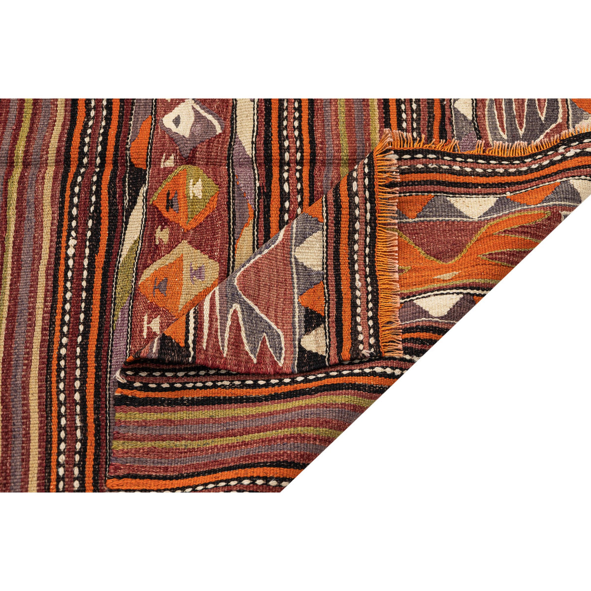 - (4'1'' x 6'11'') Oriental Striped Kilim Rug