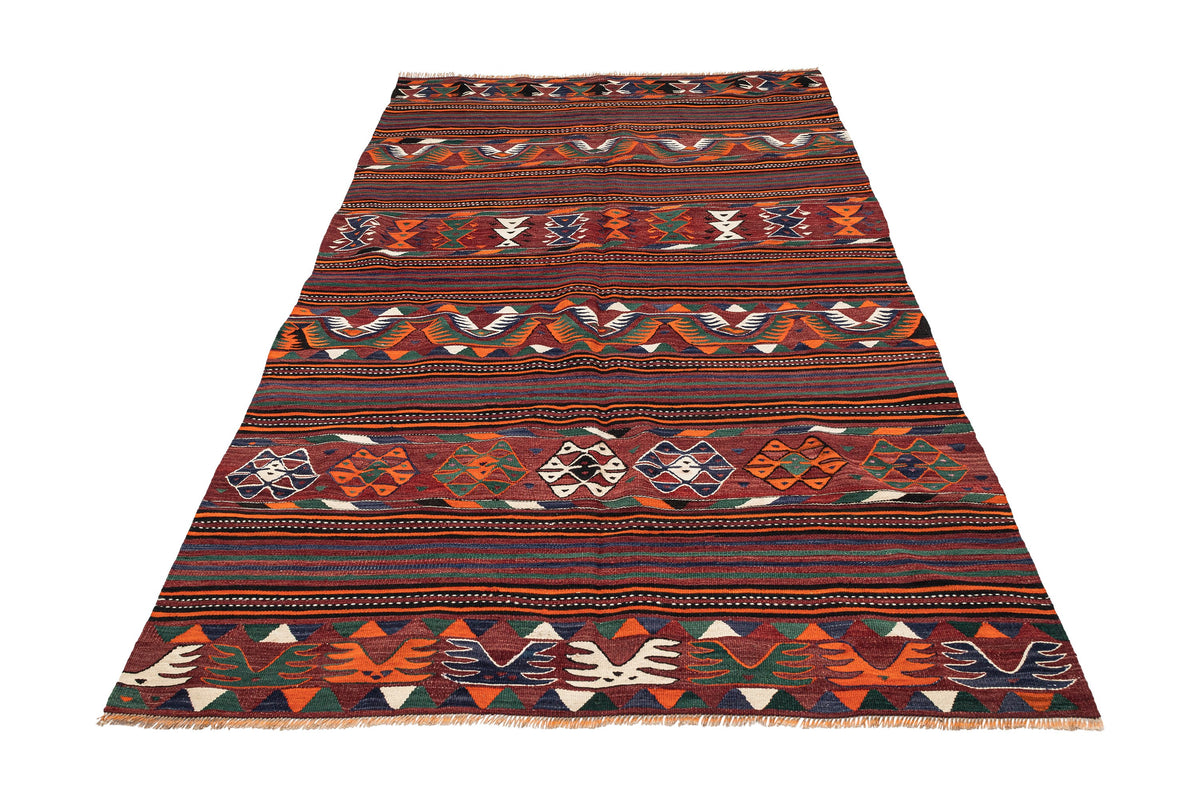 (4'11'' x 7'10'') Wool Flatweave Handwoven Kilim Rugs