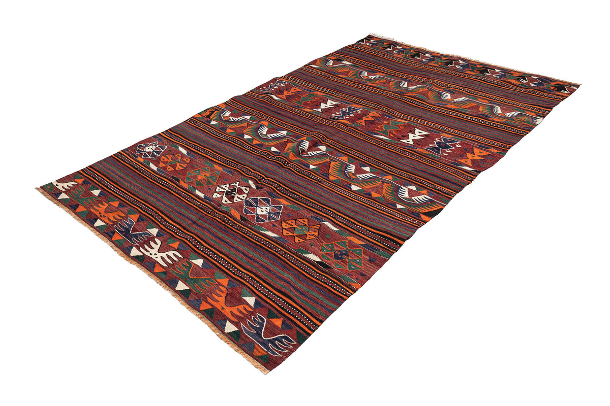 (4'11'' x 7'10'') Wool Flatweave Handwoven Kilim Rugs