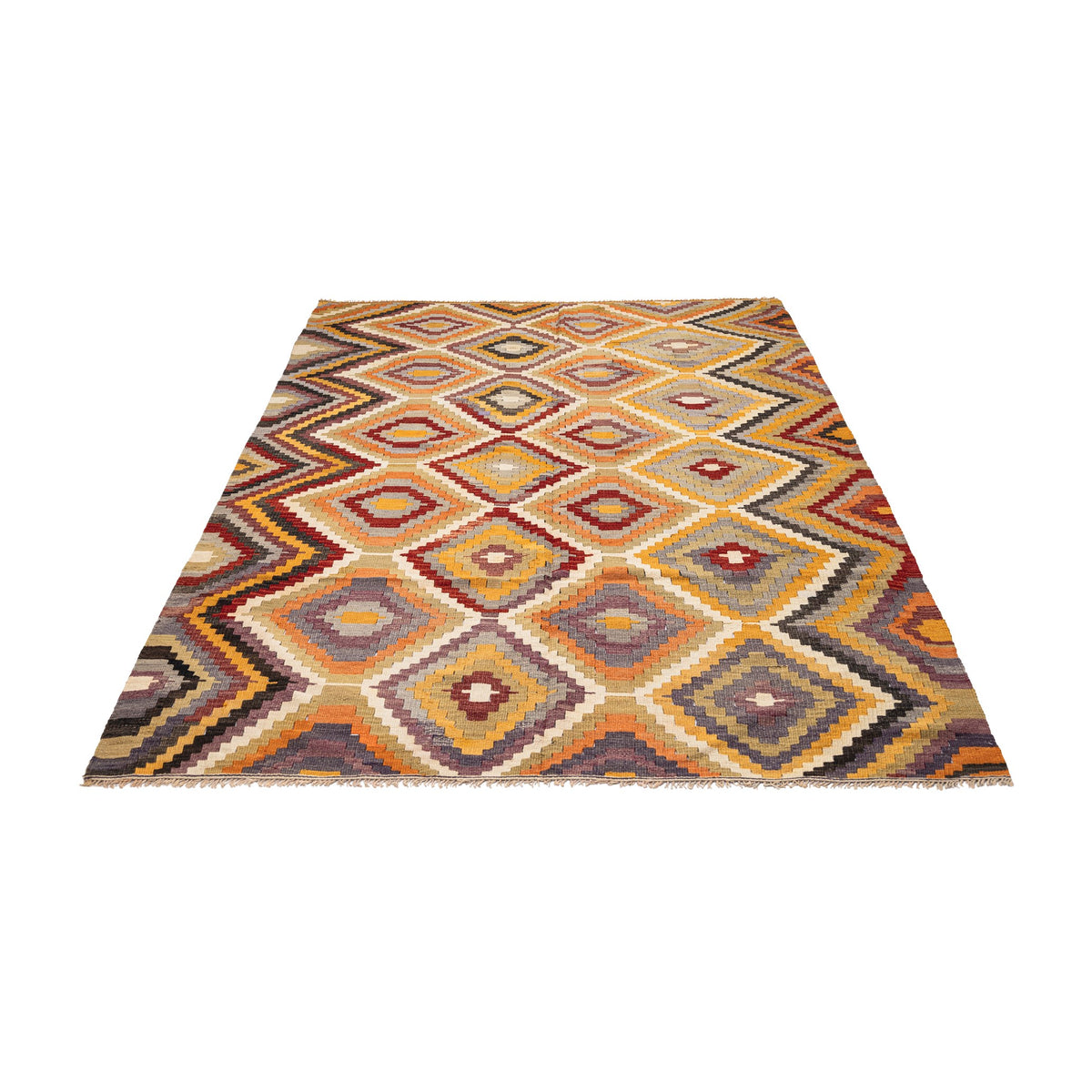 - (5'9'' x 8'2'') Vintage Turkish Kilim