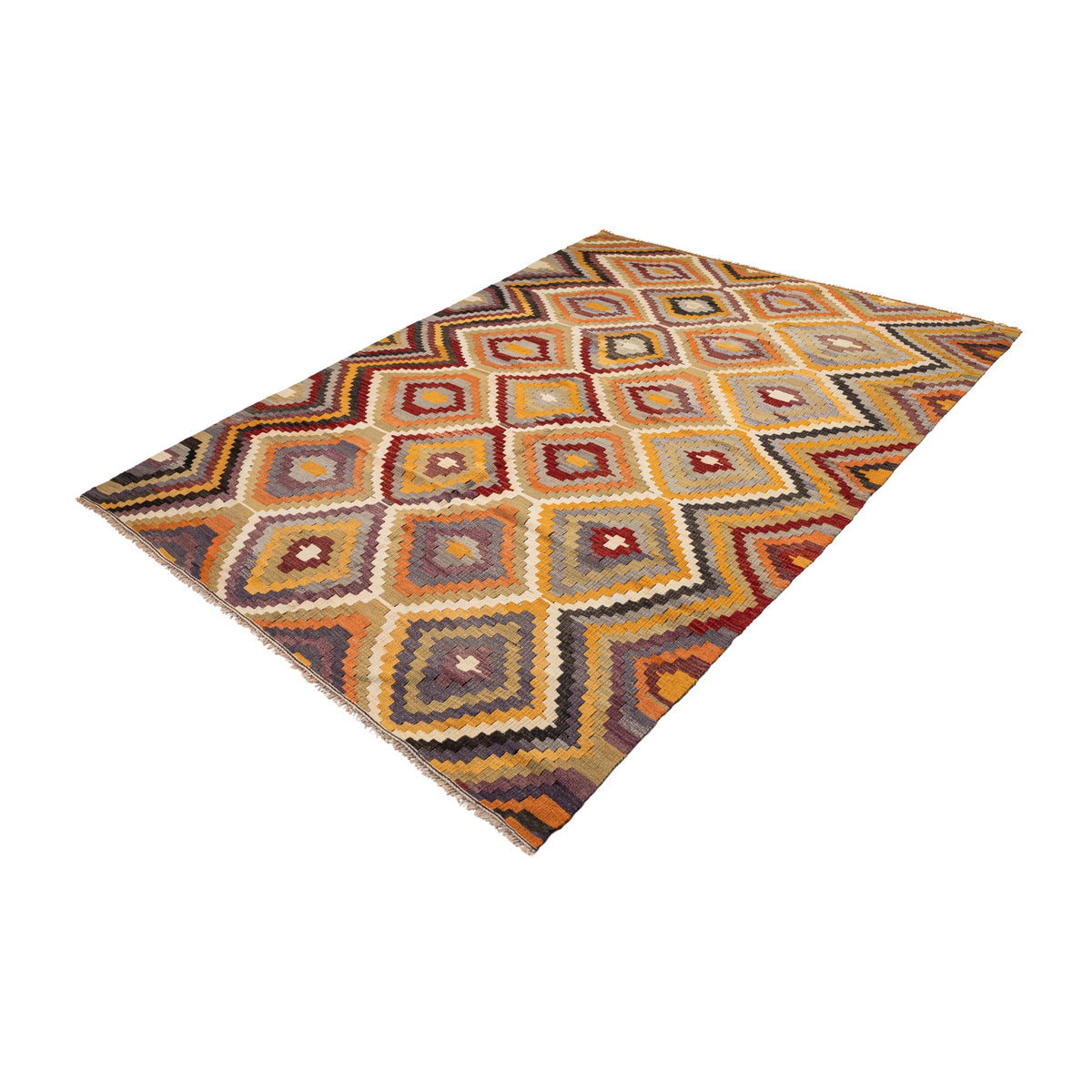 - (5'9'' x 8'2'') Vintage Turkish Kilim