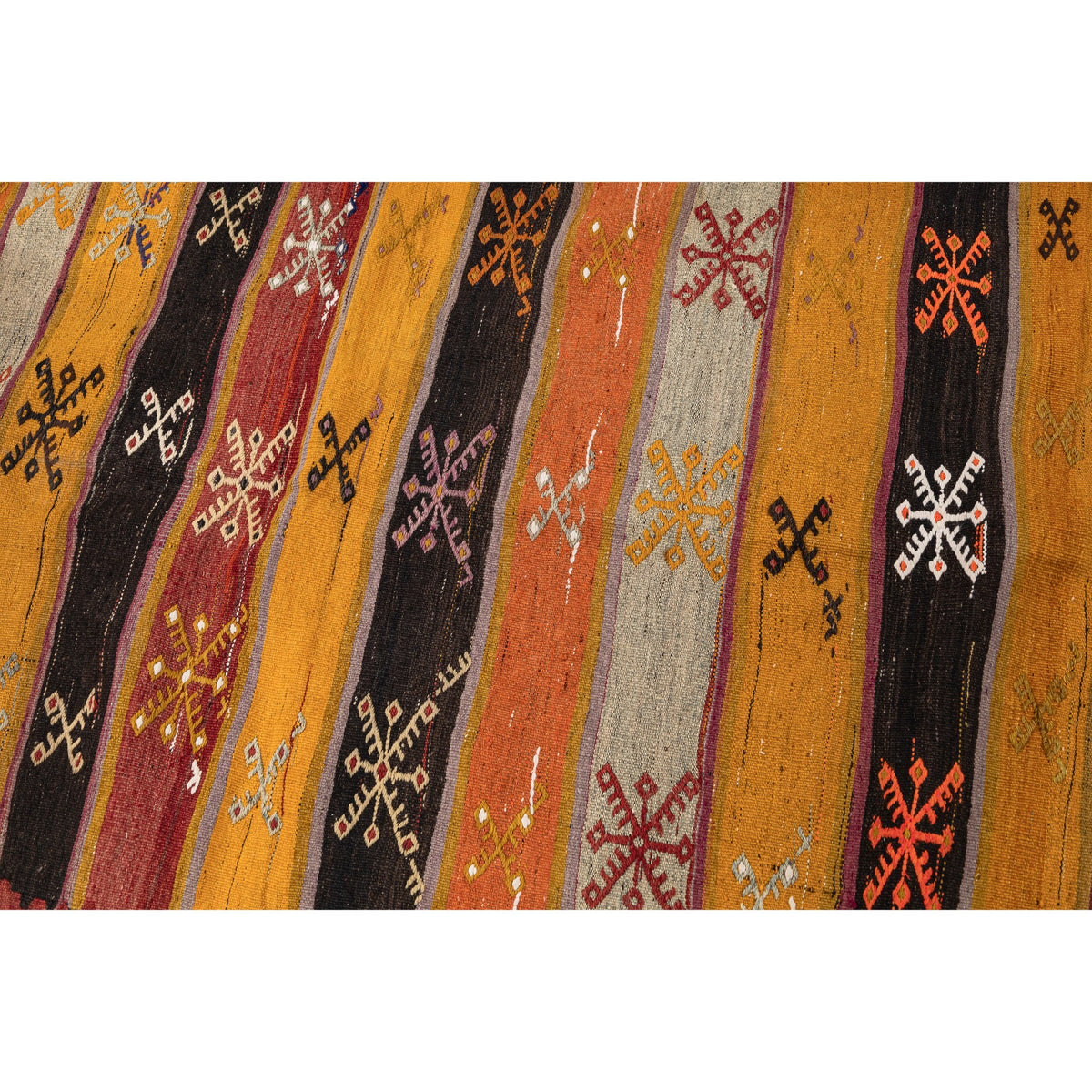 - (3'10'' x 12'7'') Vintage Turkish Kilim Runner