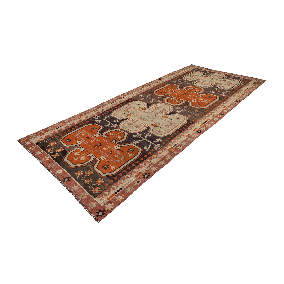 Authentic Flatweave Neutral Kilim Runner Rug