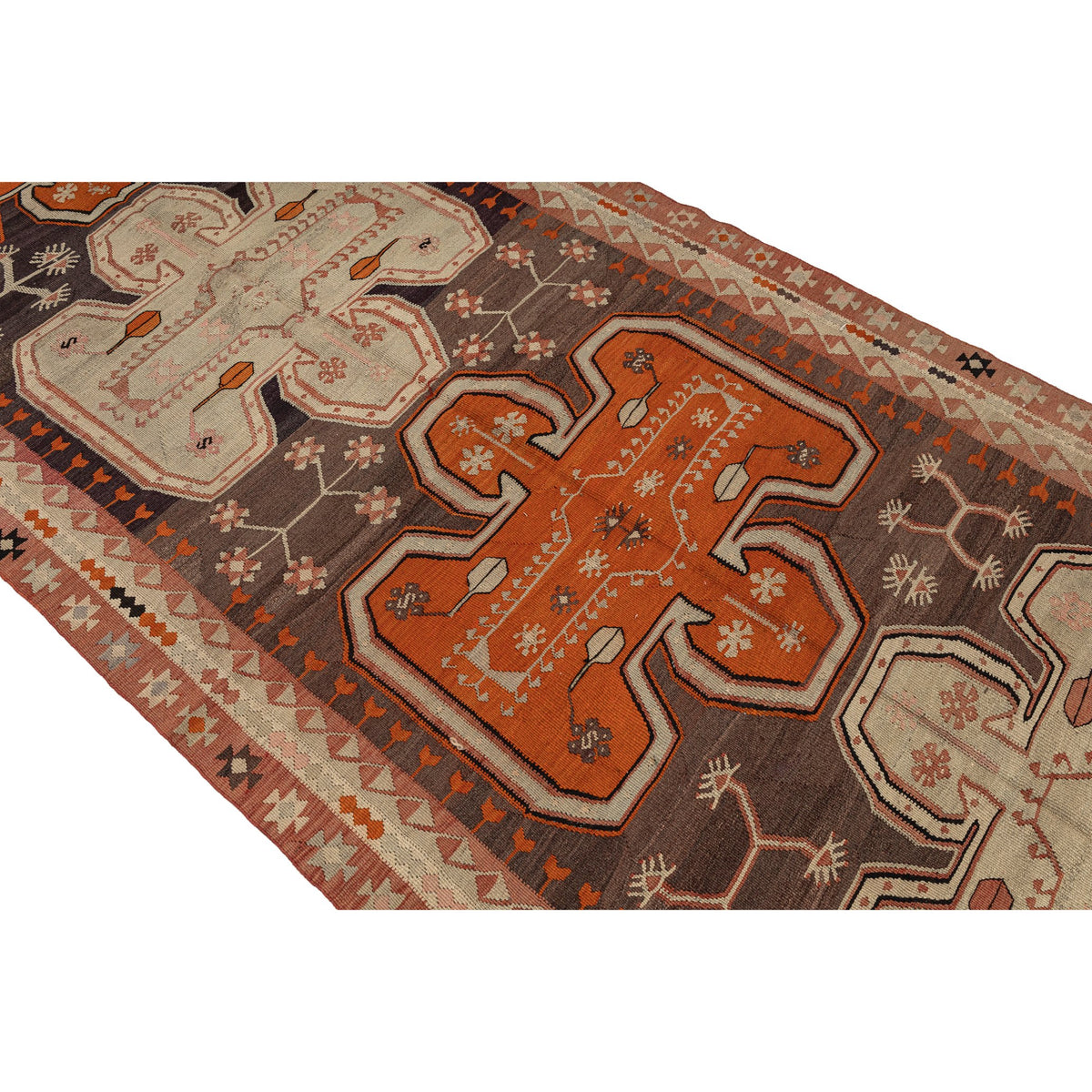 Authentic Flatweave Neutral Kilim Runner Rug