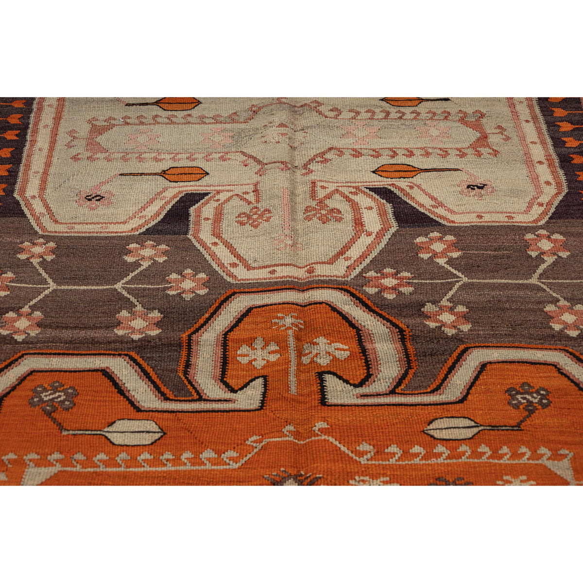 Authentic Flatweave Neutral Kilim Runner Rug