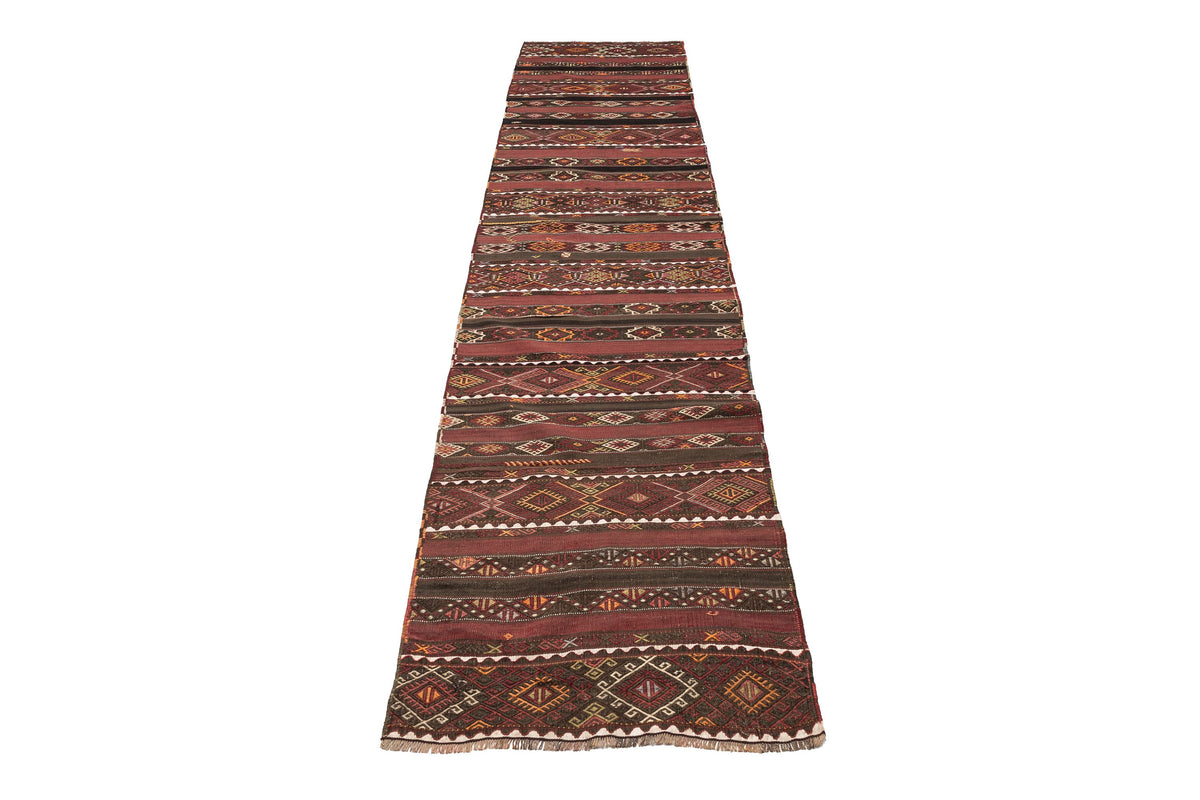 (2'4'' x 10'5'') Handwoven Ethnic Kilim Runner Rug