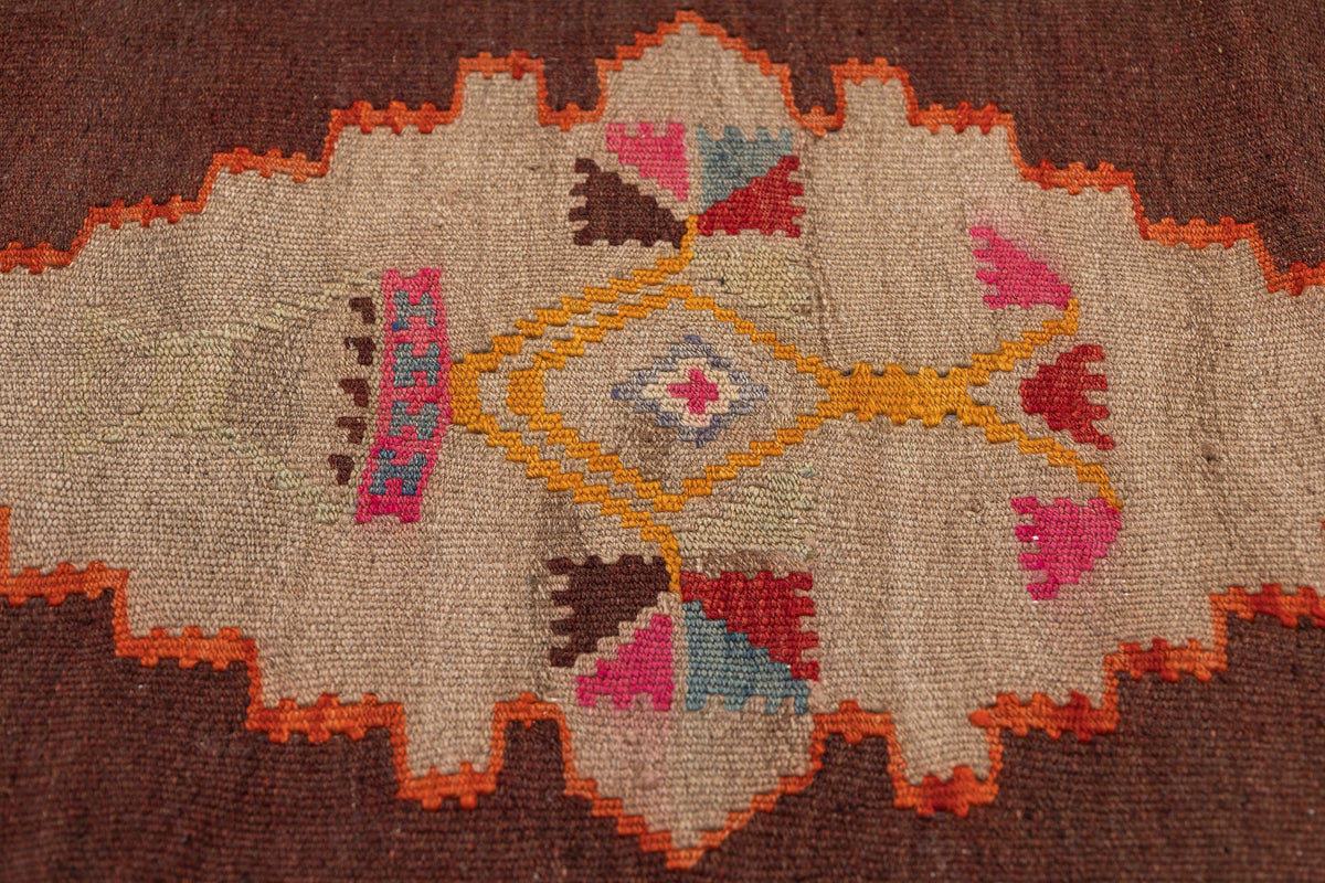 (3'4'' x 11'10'') Handwoven Ethnic Kilim Runner Rug