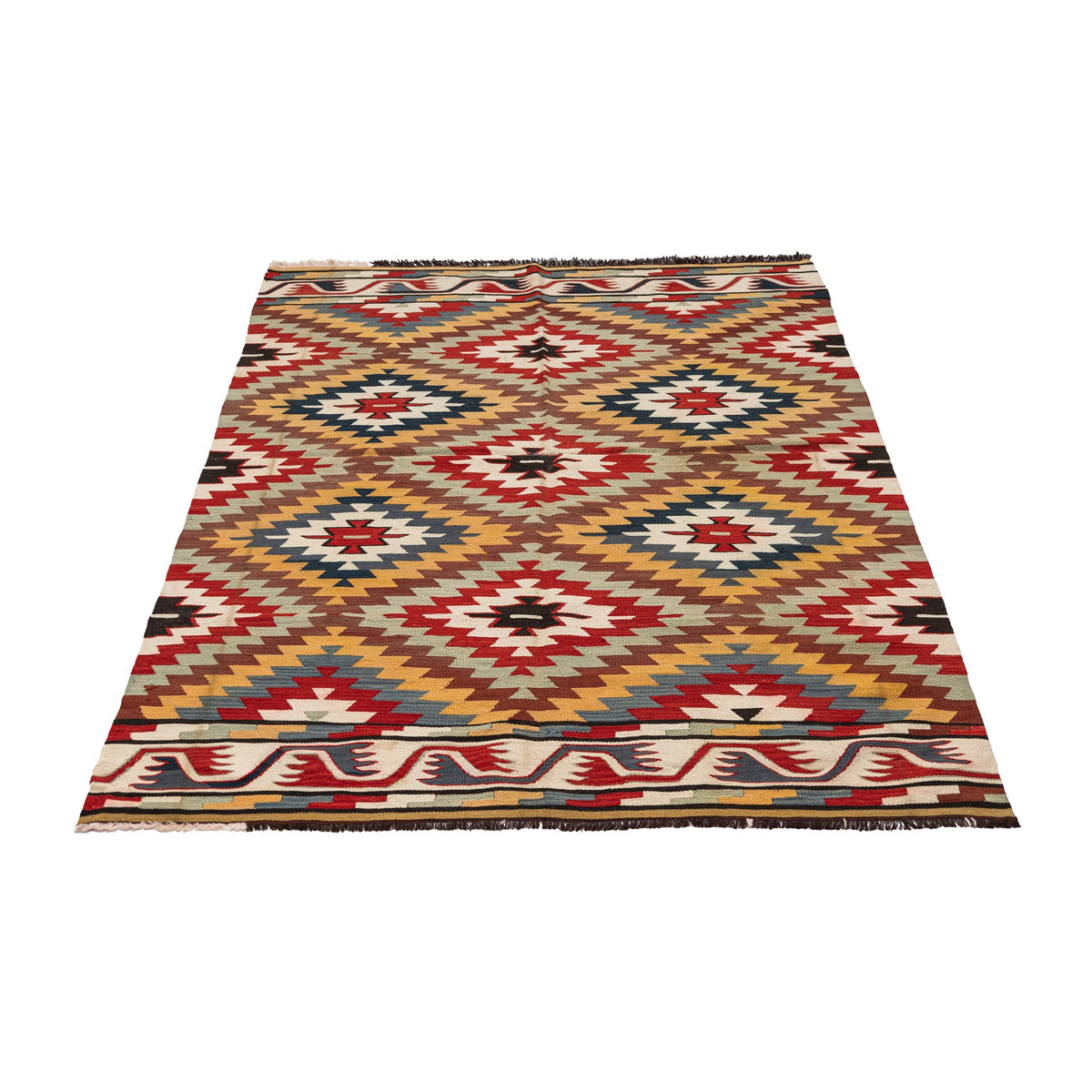 - (4' x 6') Geometric Colorful Kilim Rug