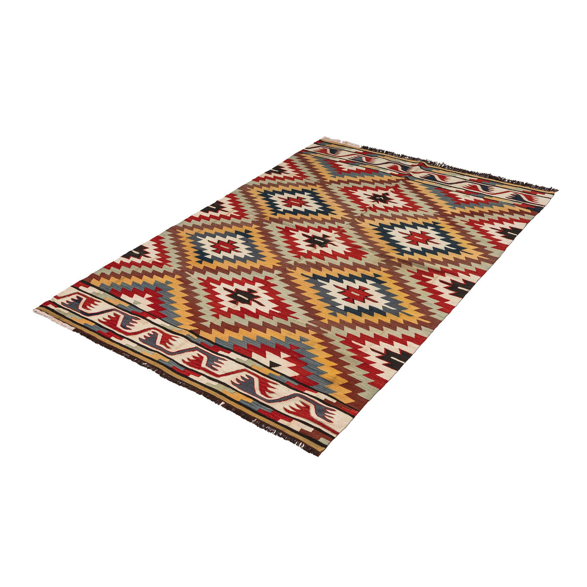 - (4' x 6') Geometric Colorful Kilim Rug