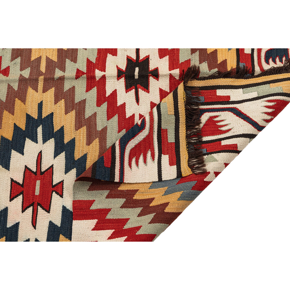 - (4' x 6') Geometric Colorful Kilim Rug